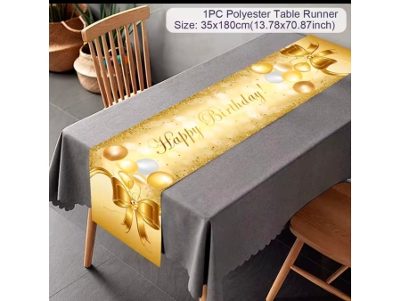 Camino de Mesa " Feliz Cumpleaños " en color Dorado