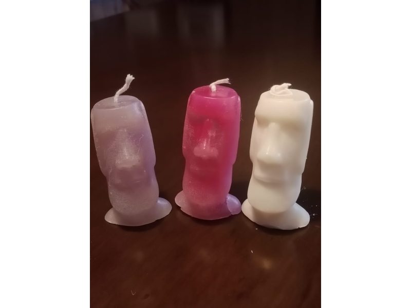 Pack 3 velas Moai Isla de Pascua en cajita de Madera
