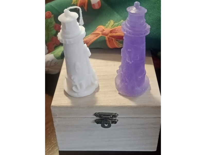 Pack 2 Velas " El Faro" con cajita de madera de regalo