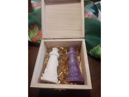 Pack 2 Velas " El Faro" con cajita de madera de regalo
