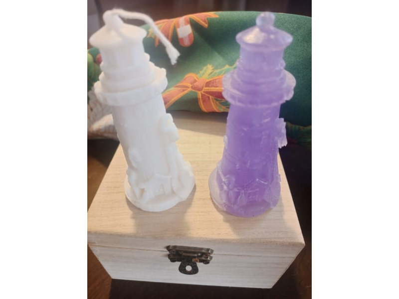 Pack 2 Velas " El Faro" con cajita de madera de regalo