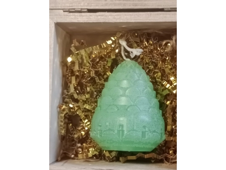 Vela Piñon grande con cajita de madera de regalo