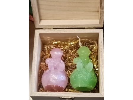 Pack 2 Velas Astronautas con caja de madera de regalo